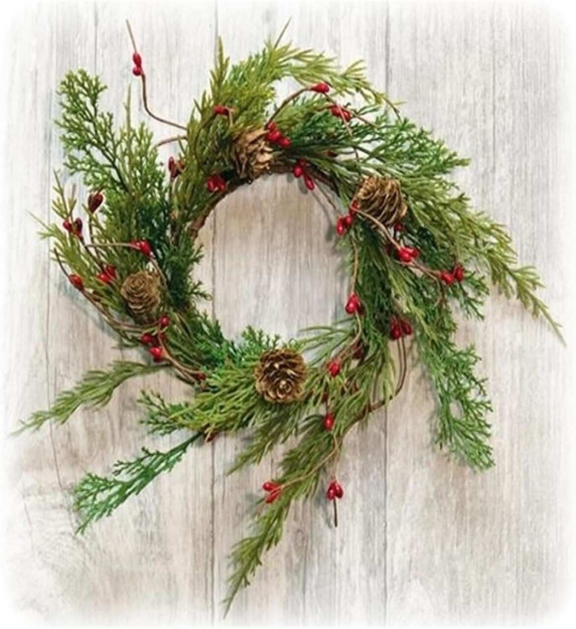Looking Cedar Wreath Candle Ring Mini Wreath Accent for Statues, Lanterns, Nativity, Candle Holders, Doors, Windows, Centerpieces, Tree Decorations, Holiday Decor, Pillars